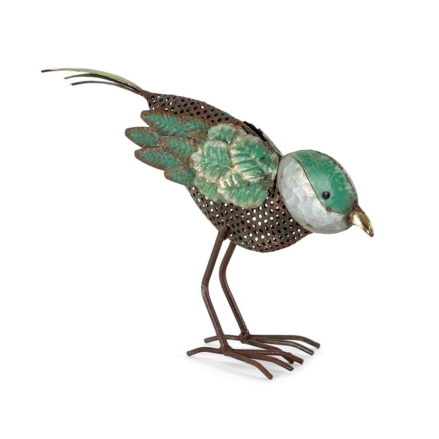 Green Home Decor Metal Bird Looking Down