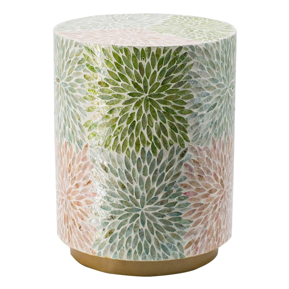 Messina Shell Inlay Side Table Stool