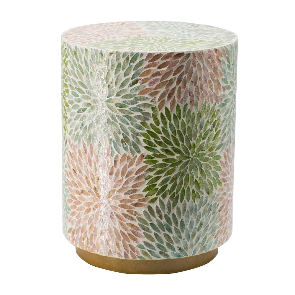 Messina Shell Inlay Side Table Stool