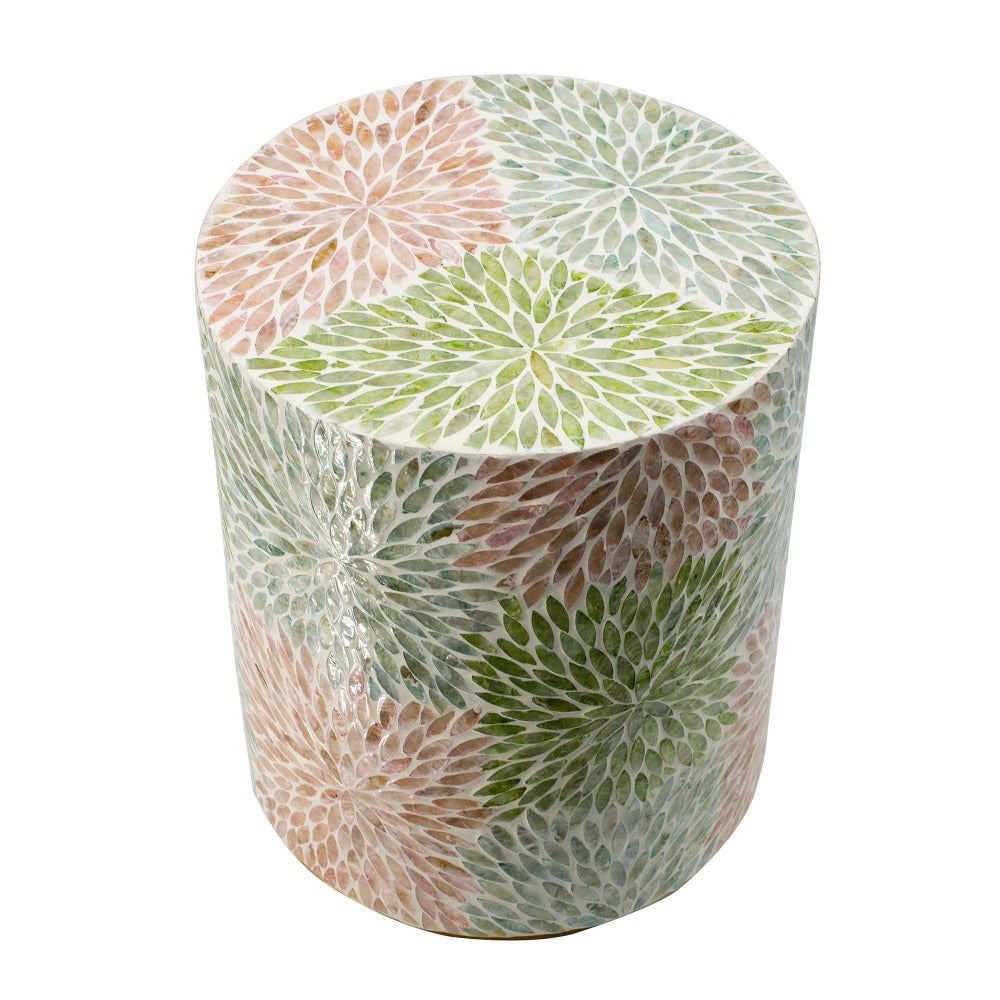 Messina Shell Inlay Side Table Stool