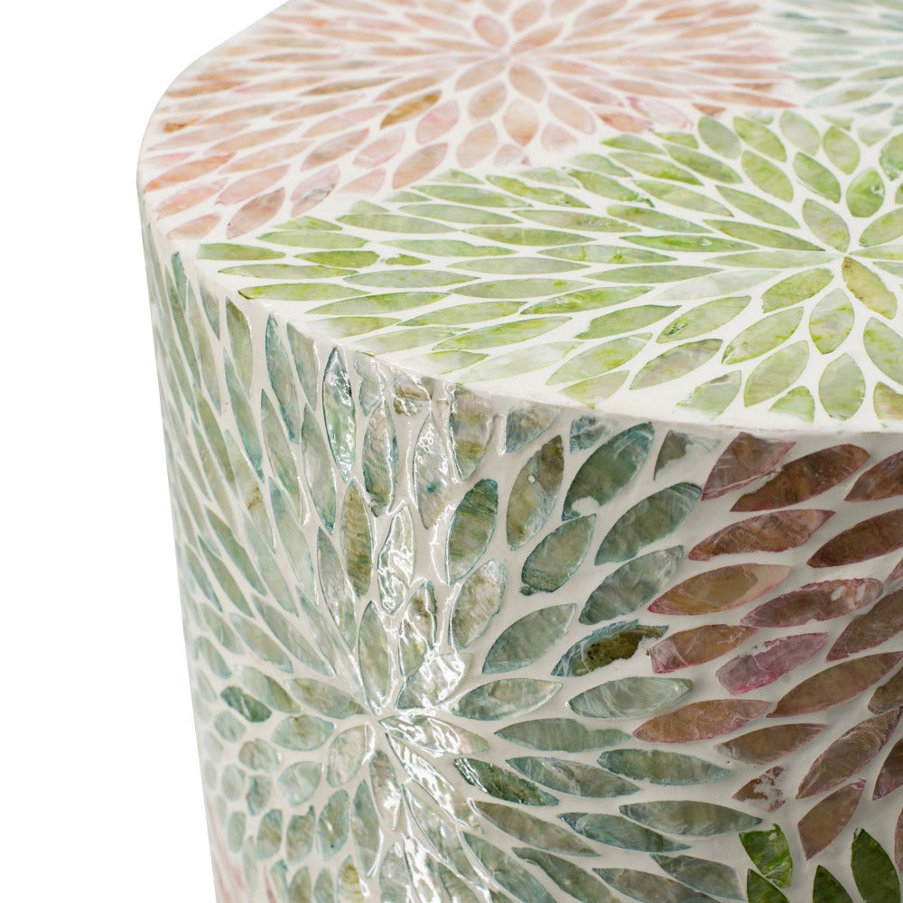 Messina Shell Inlay Side Table Stool