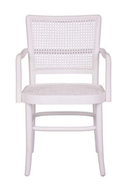 Palm Armed Rattan Dining Chair White