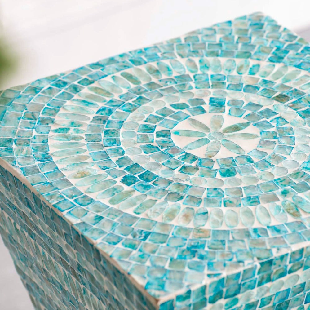 Monaco Turquoise Stool Side Table