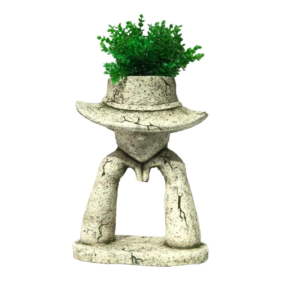 Arty Thinking With Hat Outdoor Planter