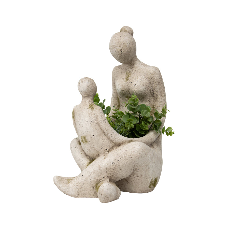 Arty Mother & Child Outdoor Sculpture Planter