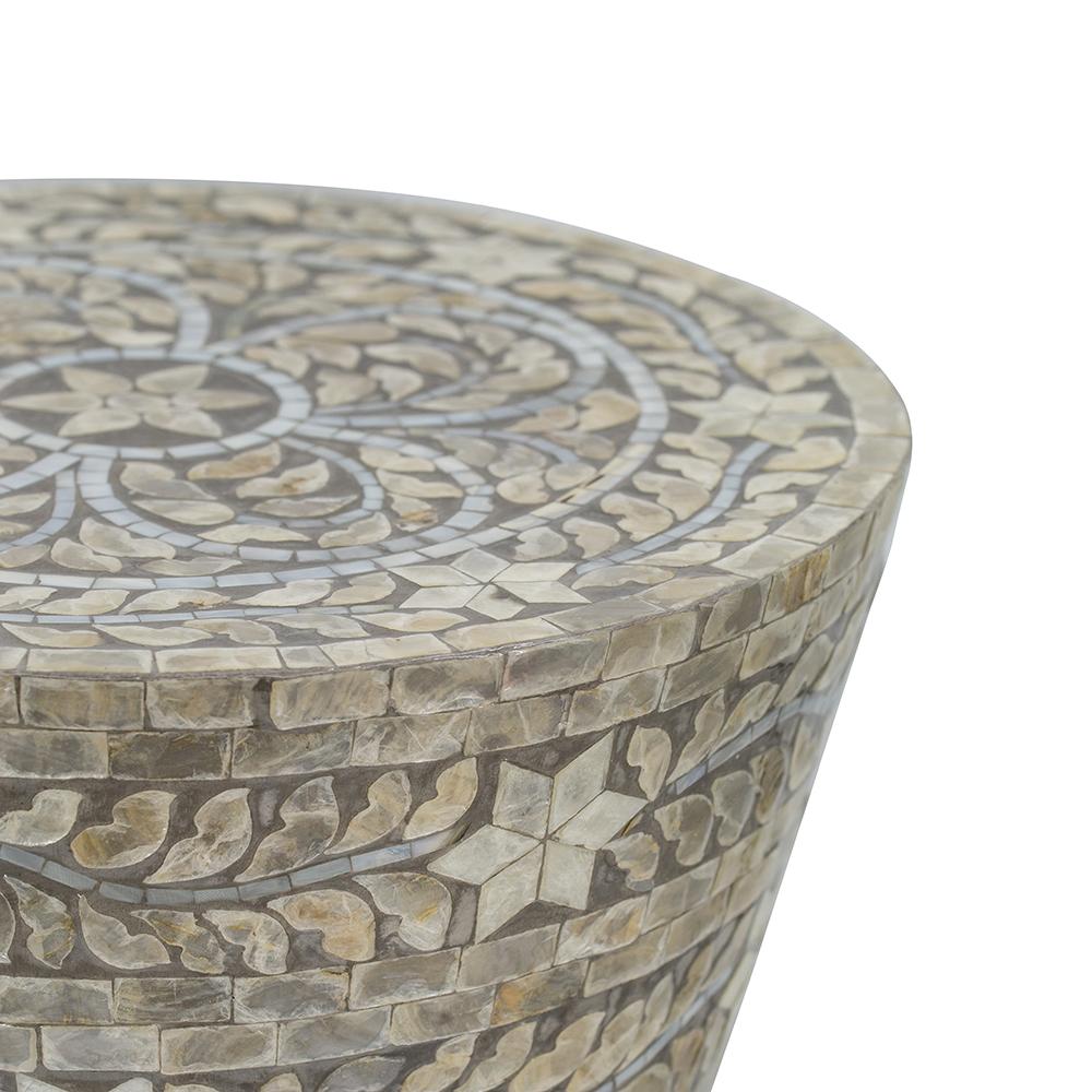 King Shell Inlay Stool Side Table