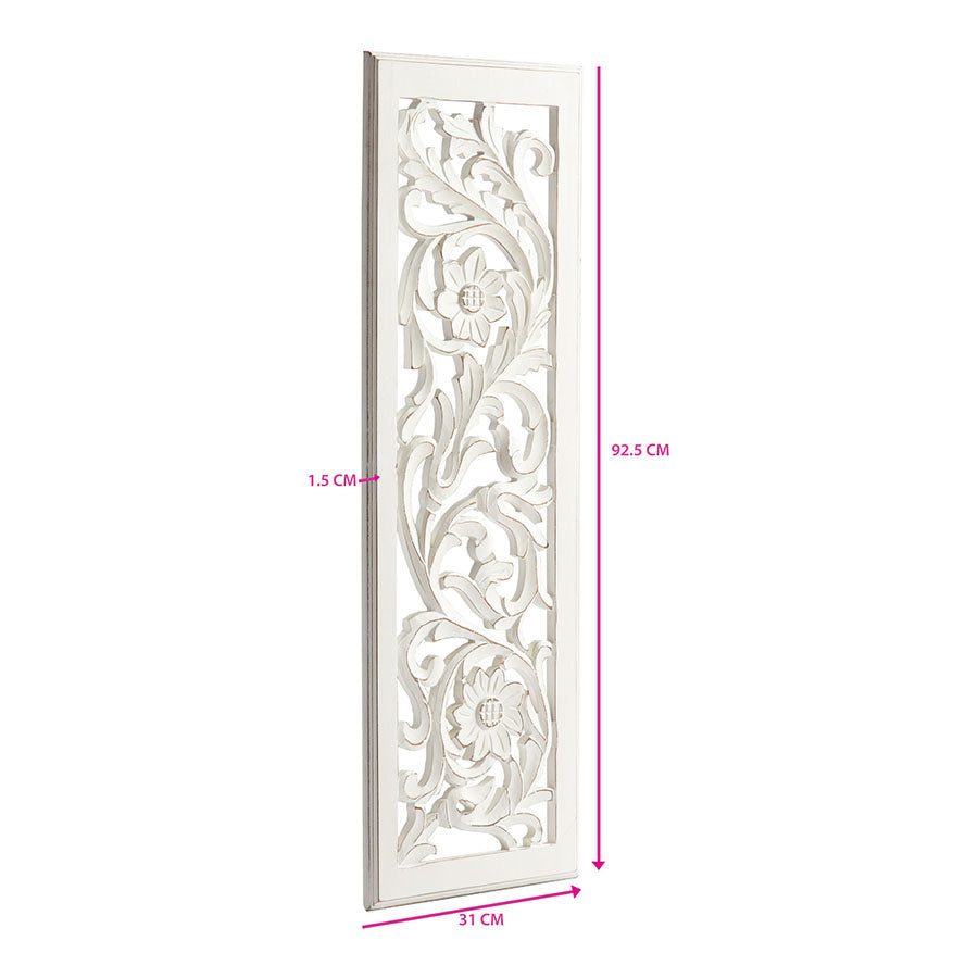 Hamptons Rectangle 'Flower' Carved Wall Art 91cm