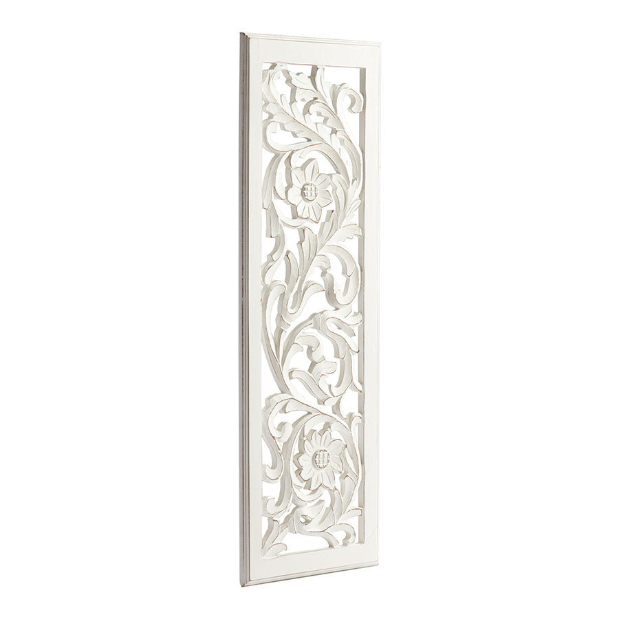 Hamptons Rectangle 'Flower' Carved Wall Art 91cm