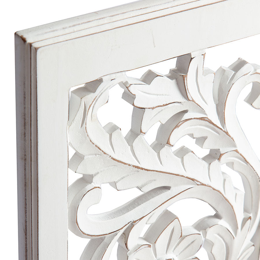 Hamptons Rectangle 'Flower' Carved Wall Art 91cm