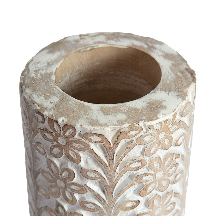 Hand carved Tapered Wooden Vase 40cm