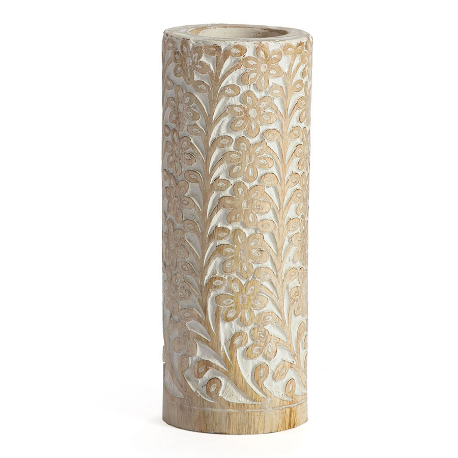 Hand-carved Tapered Wooden Vase 30cm