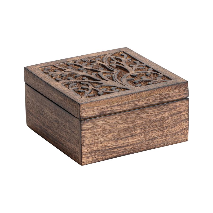 Handcrafted Wooden Square Tree-of-Life Box