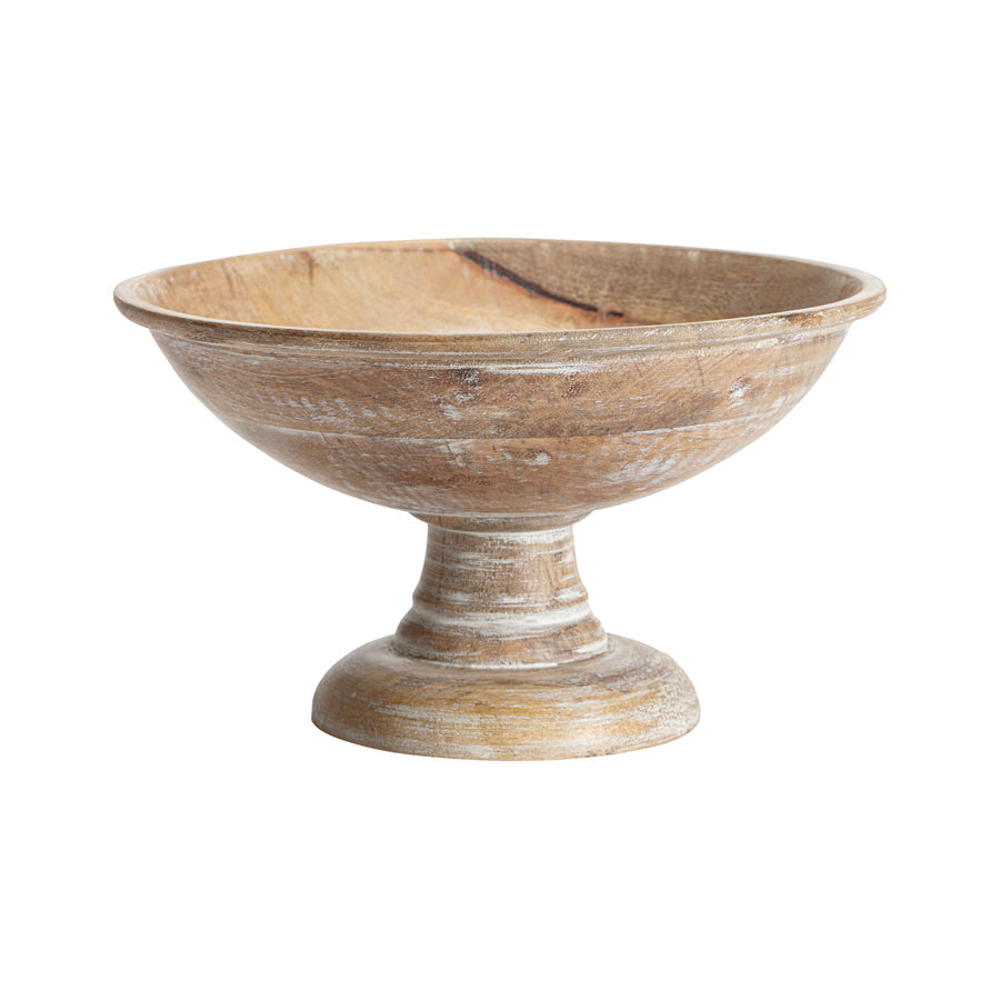 Handcrafted Wooden Footed Round Bowl