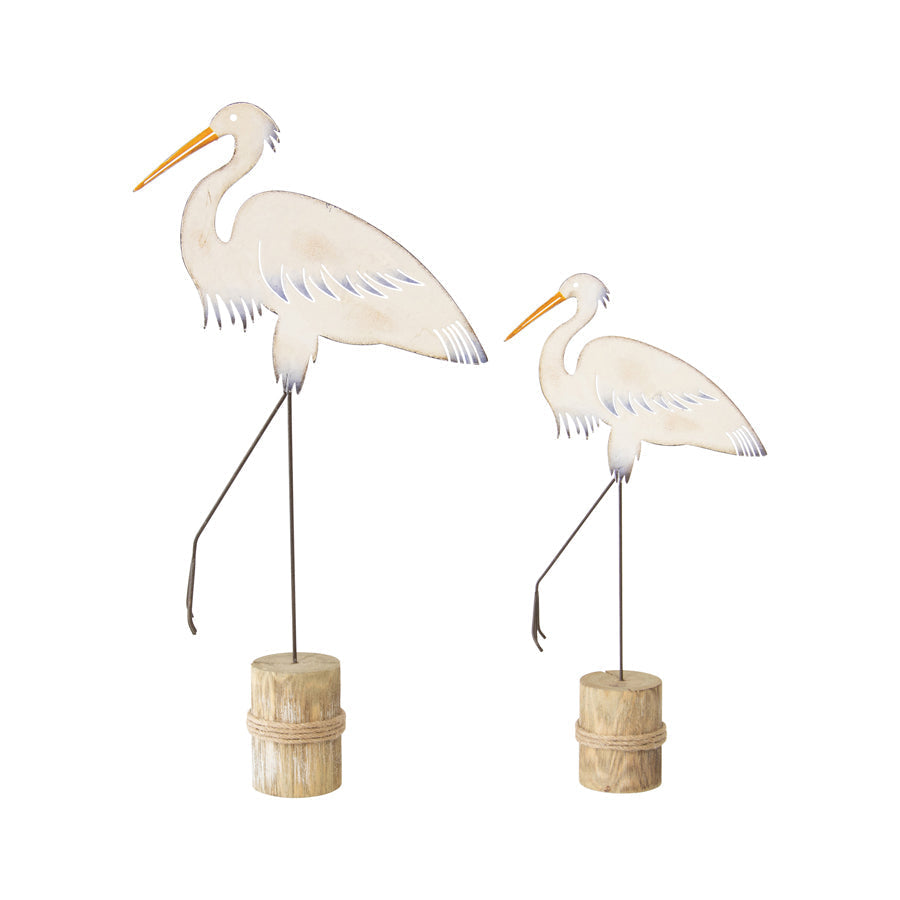 Herons on Wooden Stump Set of 2