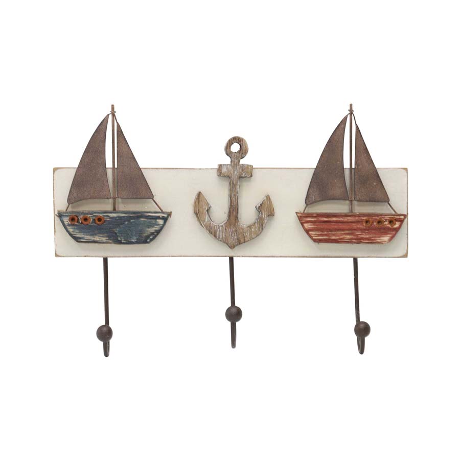 Boat & Anchor 3-Hook Wall Hanging