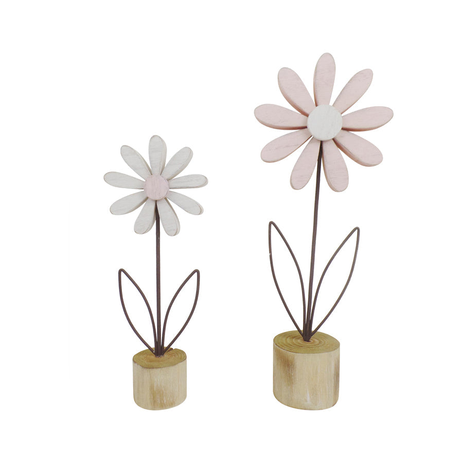 Pastel & Rusty Flowers on Base Set of 2