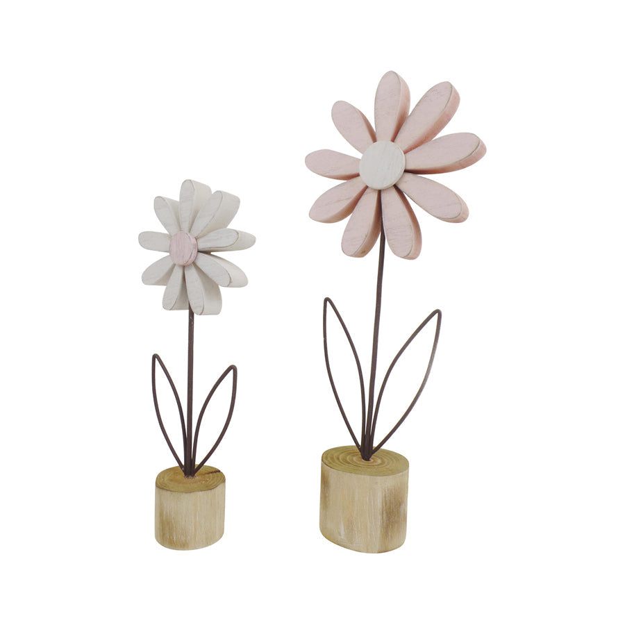 Pastel & Rusty Flowers on Base Set of 2