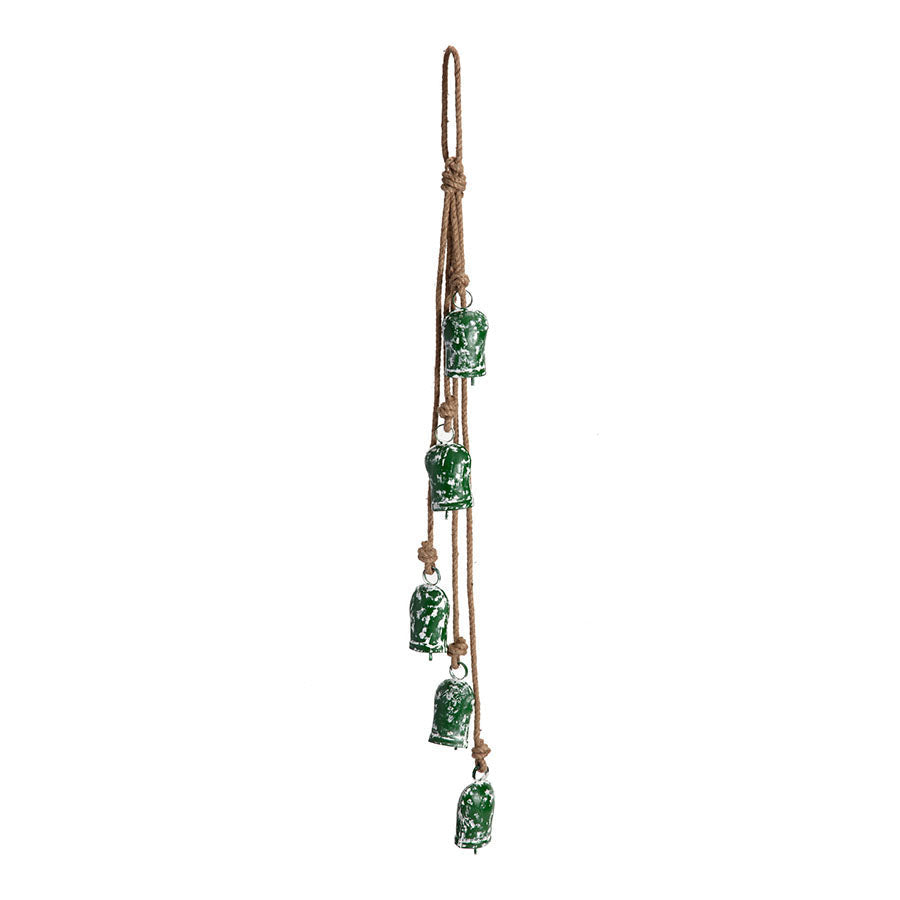 Handcrafted Antique Green Bells Hanging Garland