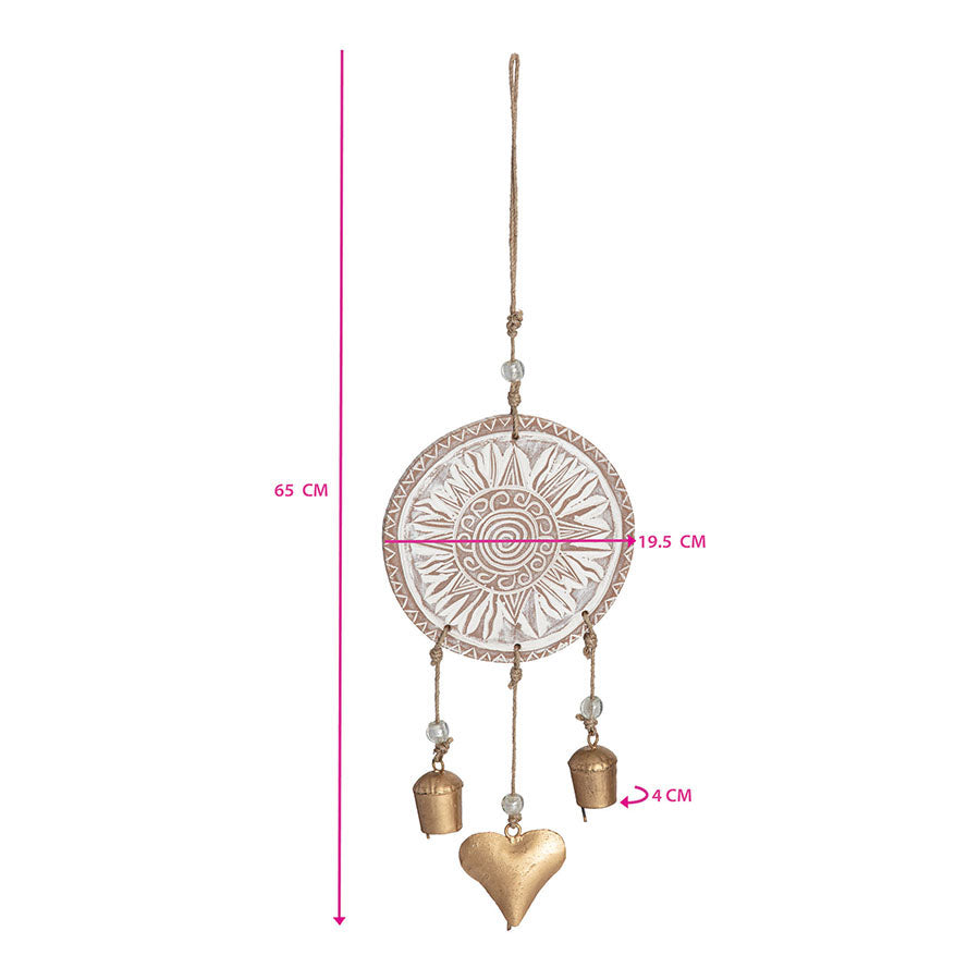 Handcrafted Mandala Heart & Bells Mobile