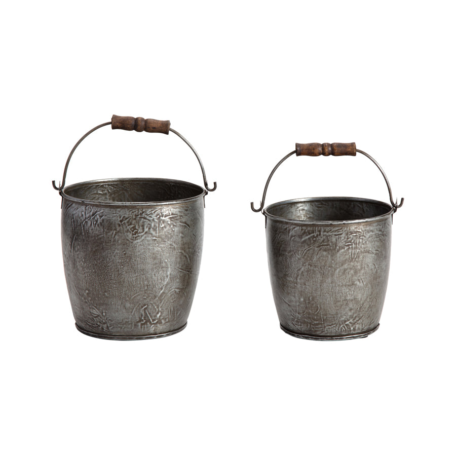 Handcrafted Nested Vintage Bucket Planters Set of 2