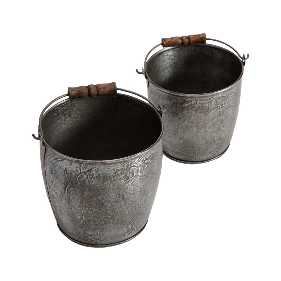 Handcrafted Nested Vintage Bucket Planters Set of 2