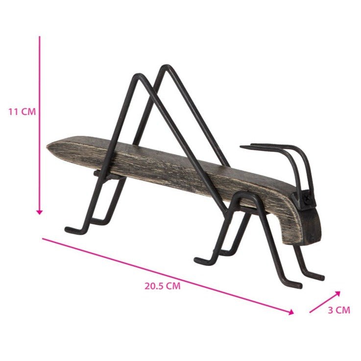 Handcrafted Wooden Decorative Grasshopper - Medium