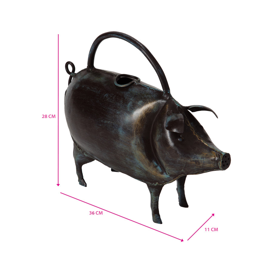 Handcrafted Antique-Style Pig Watering Can