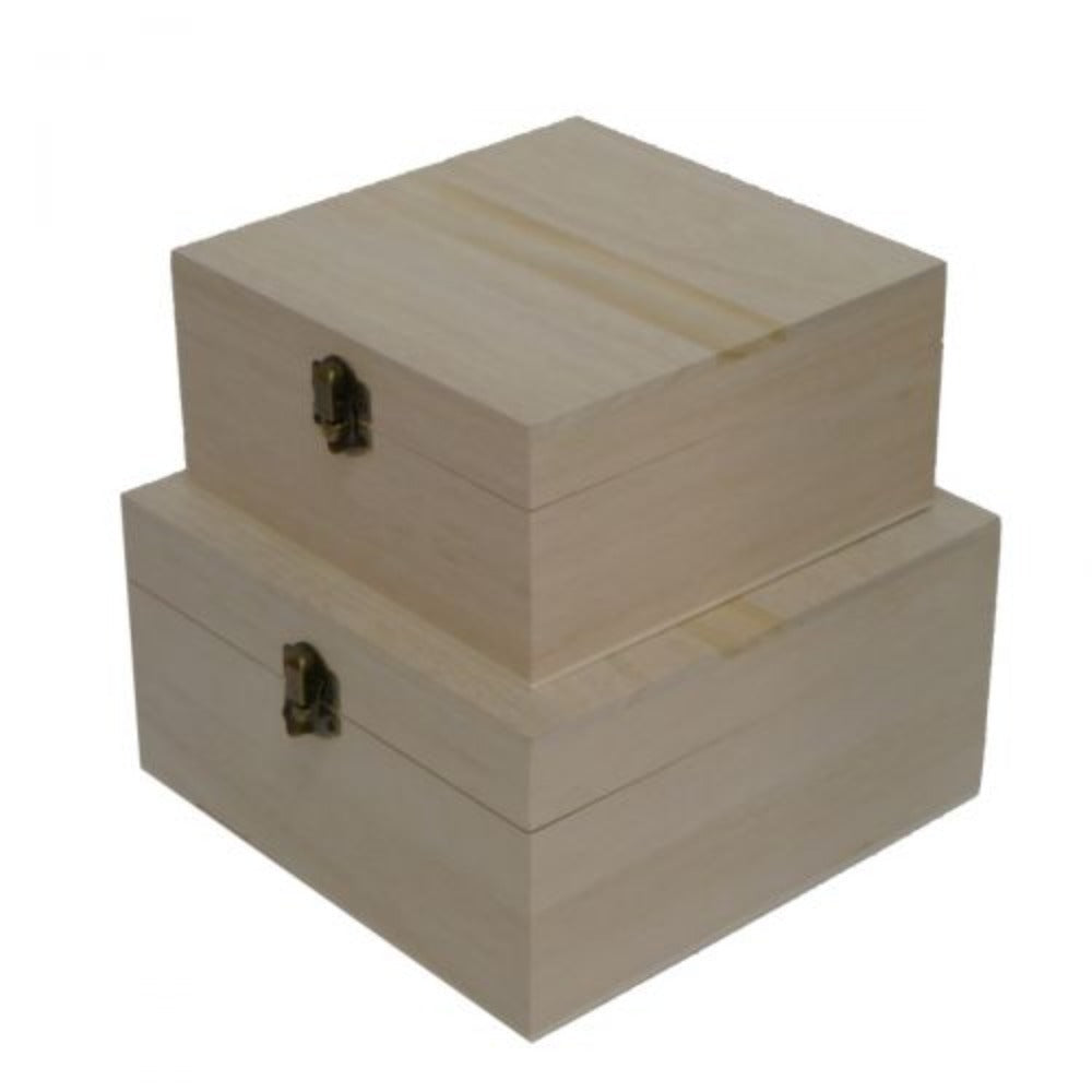 Set of 2 Nesting Square Wooden Boxes