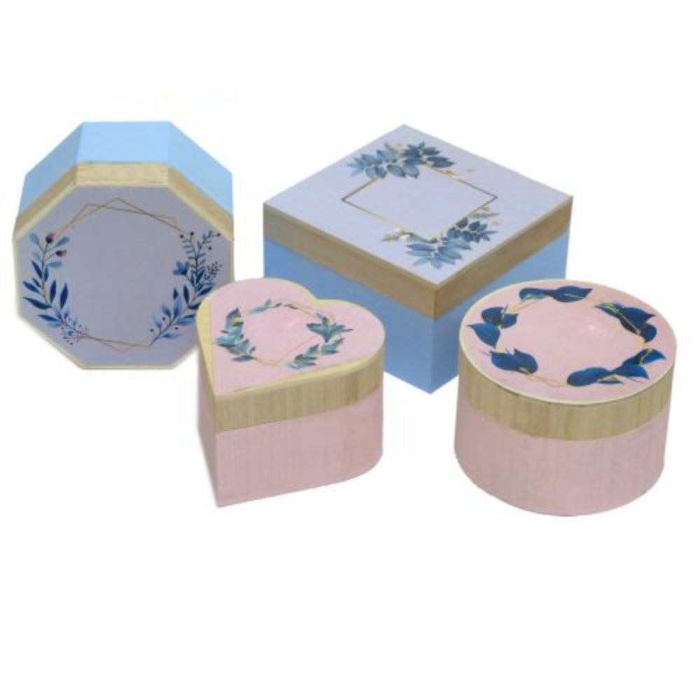 Set of 4 Assorted Shapes Wooden Boxes