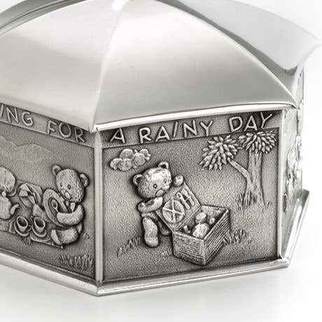 Royal Selangor Teddy Bear Rainy Day Pewter Coin Box