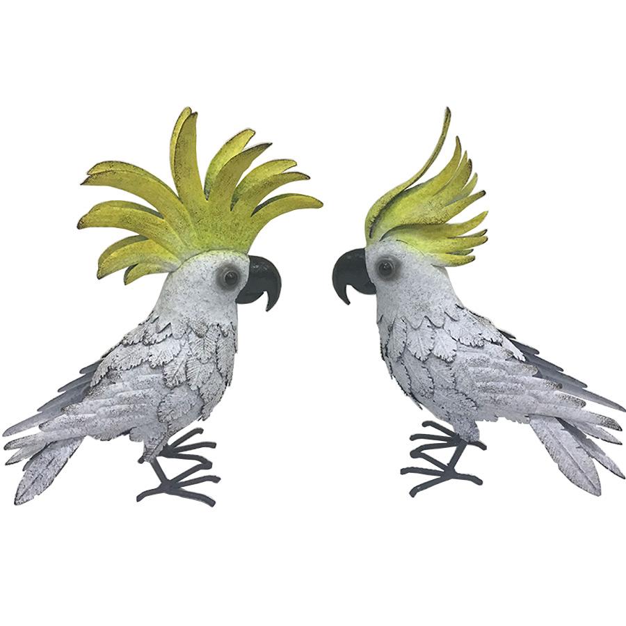 Outdoor Metal Decor Cockatoos Set of 2