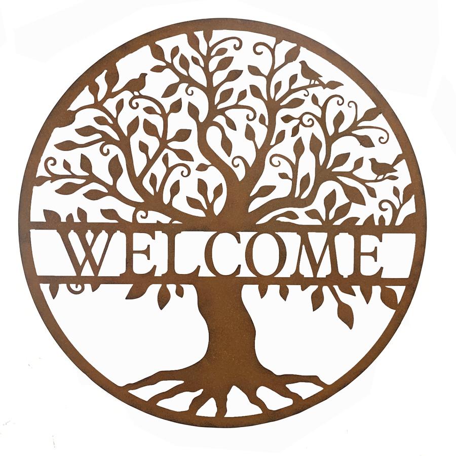 Laser Cut Round Welcome Tree of Life Wall Decor