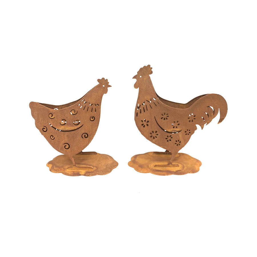 Set Of 2 Trendy Rust Chook Outdor Planters