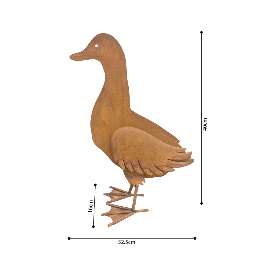 Metal Outdoor Decor Rust Duck