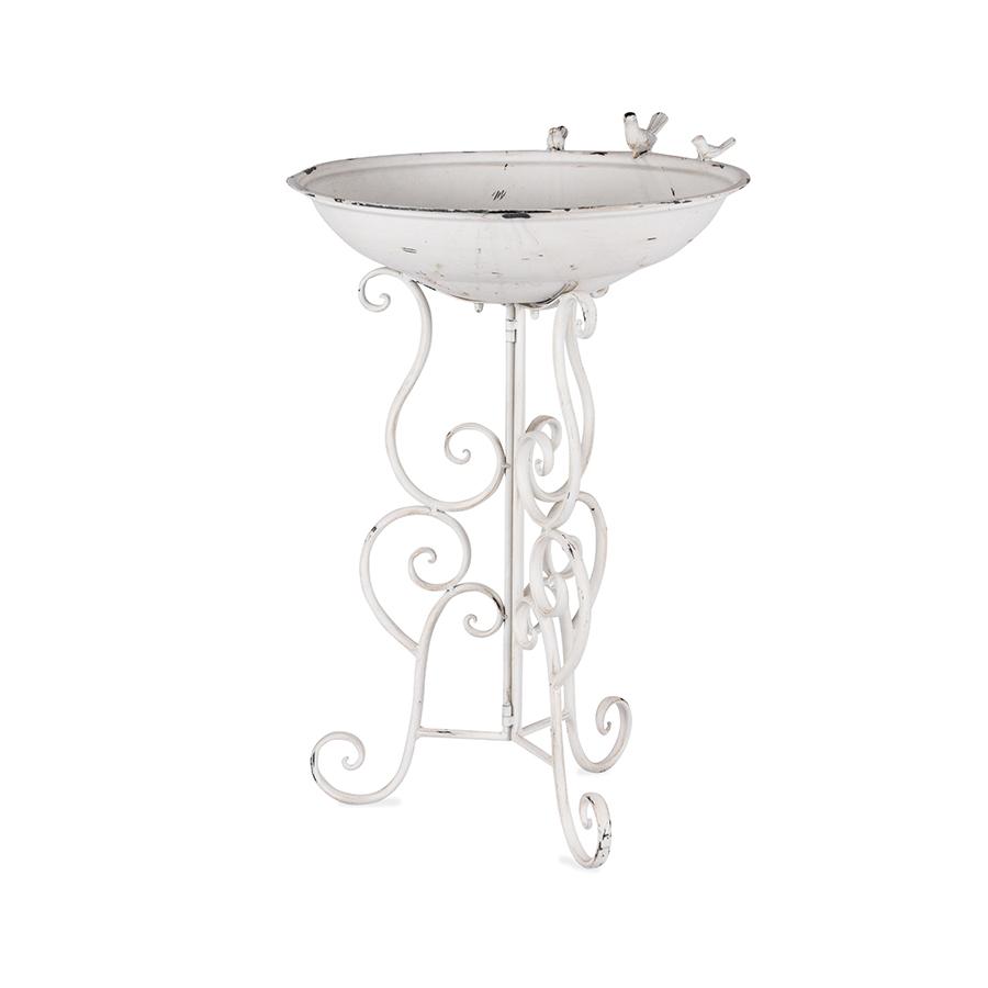 Large Birdbath With 3 Birds on Ornate Stand