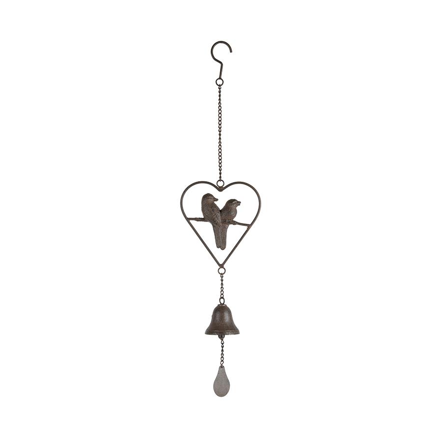 Birds in Heart Hanging Bell Wind Chime