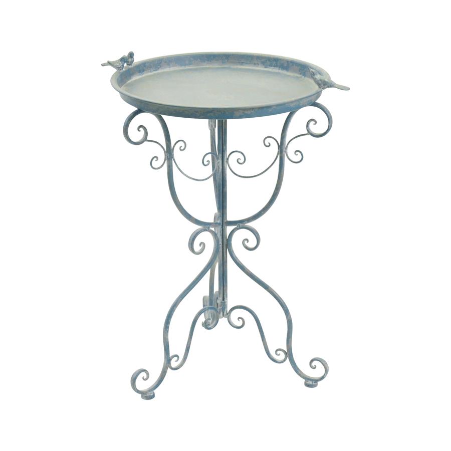 Bird Feeder Ornate Stand Antique Blue