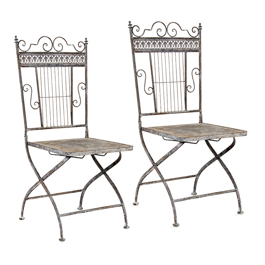 Outdoor Round Table & 2 Chairs Set Distressed