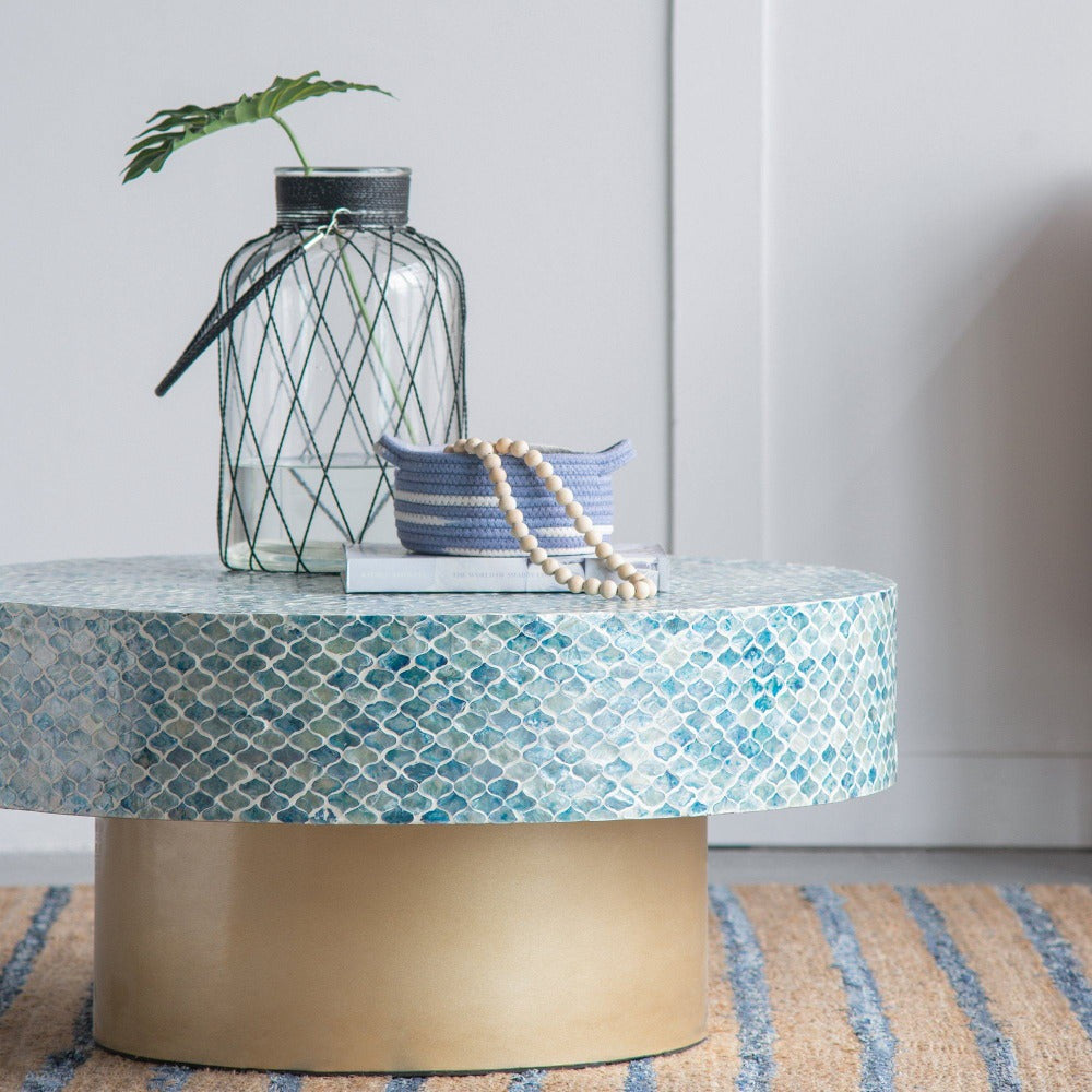 Blue Pearl Shell Coffee Table