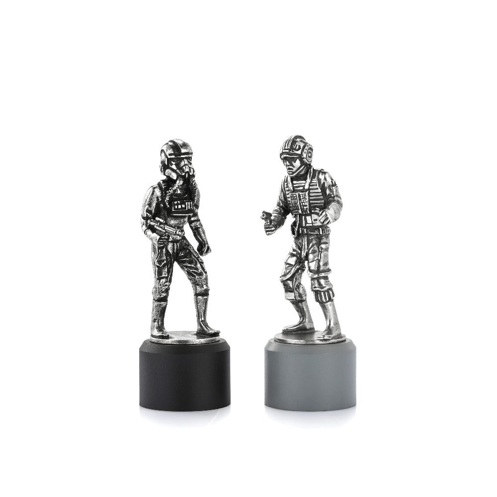 Star Wars Rebel & Imperial Pilot Rook Pewter Chess Piece Pair