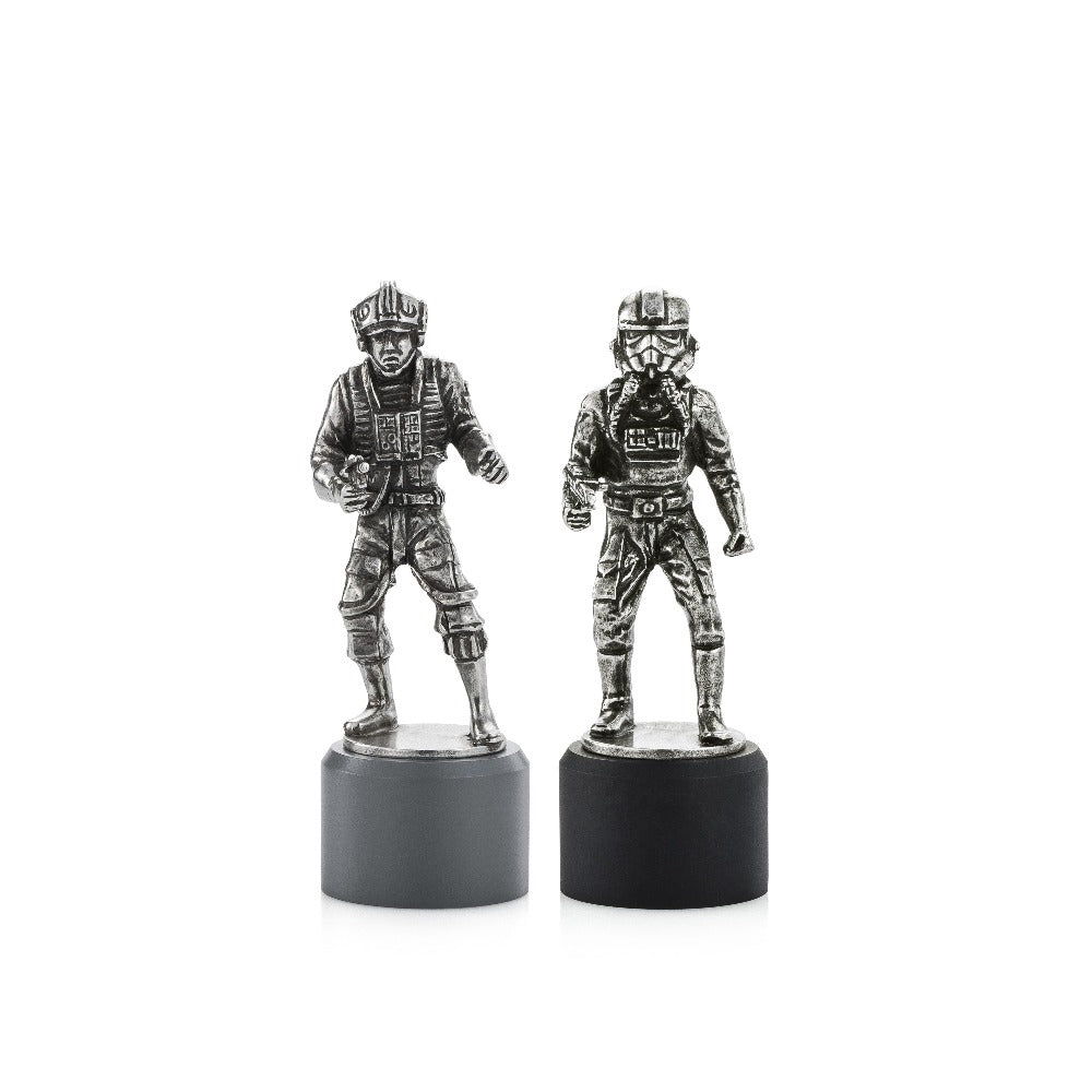 Star Wars Rebel & Imperial Pilot Rook Pewter Chess Piece Pair