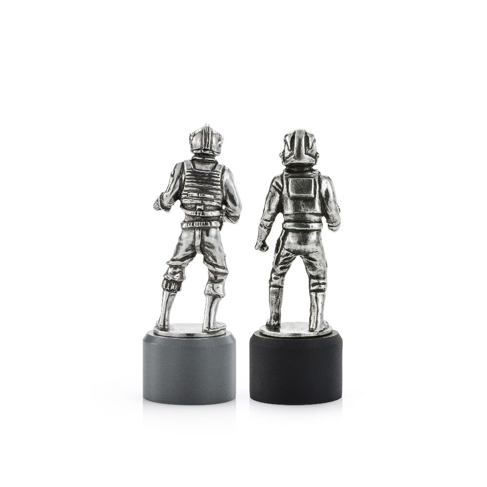 Star Wars Rebel & Imperial Pilot Rook Pewter Chess Piece Pair