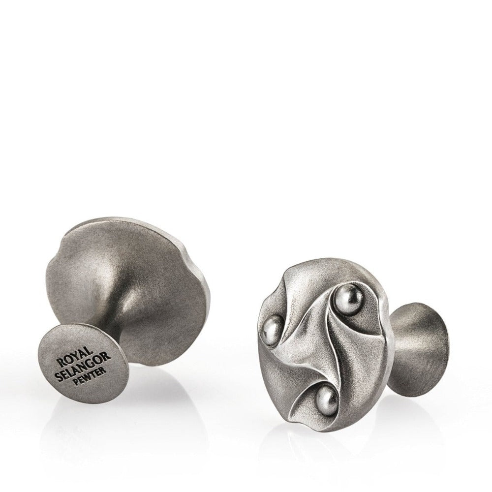 Royal Selangor Pewter Bud & Crescent Cufflinks