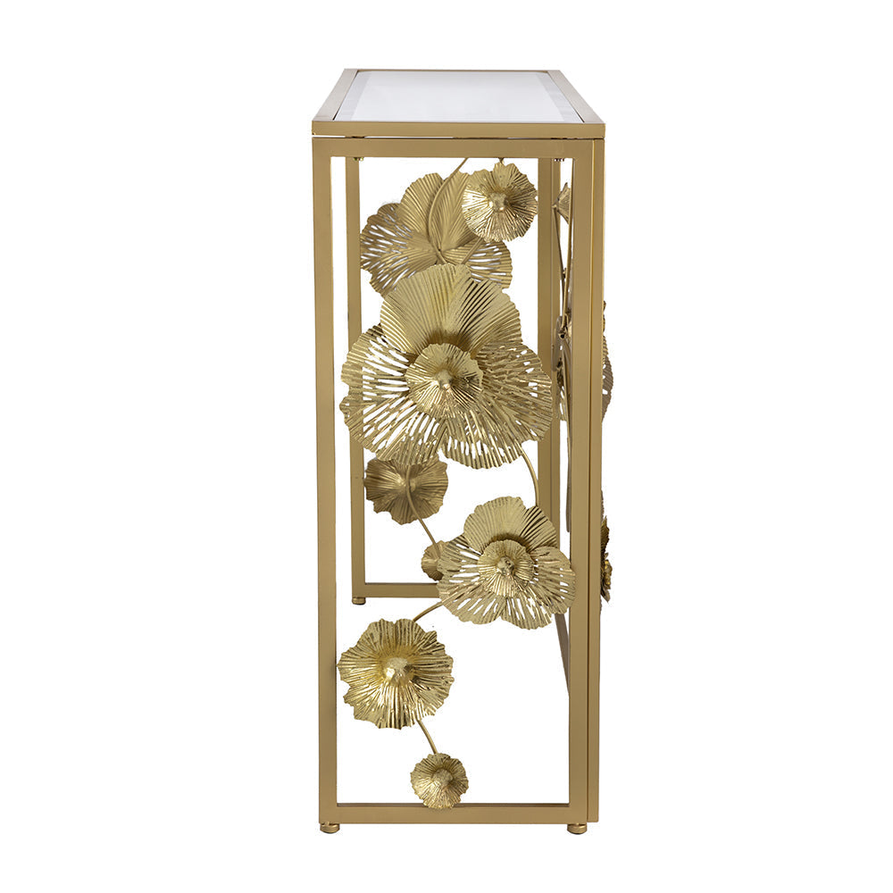 Floral Mirrored Console Table