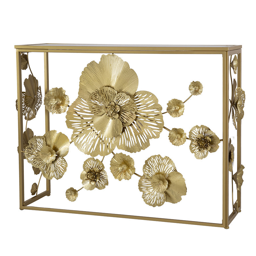 Floral Mirrored Console Table