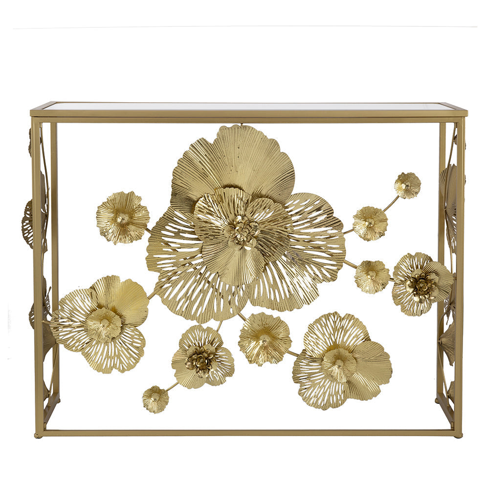 Floral Mirrored Console Table