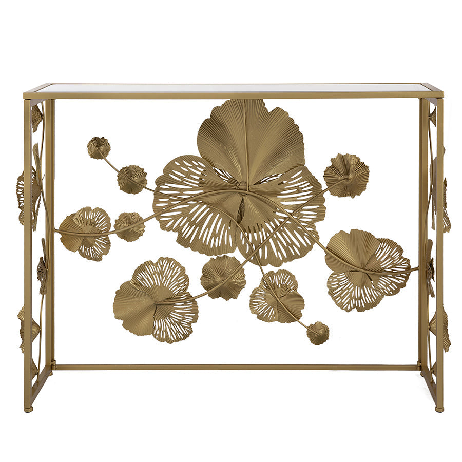 Floral Mirrored Console Table