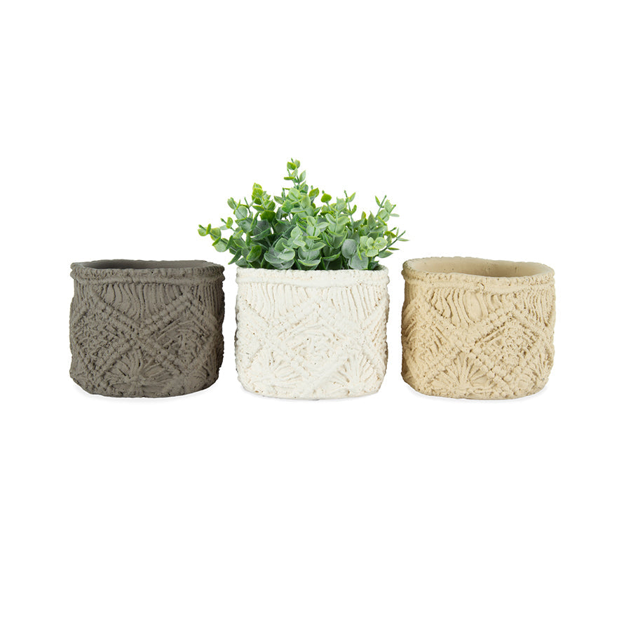 Set Of 3 'Macrame' Pot Planters