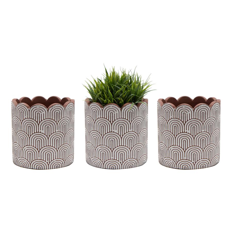 Arc Round Planter Pots Set of 3 With Hole & Plug