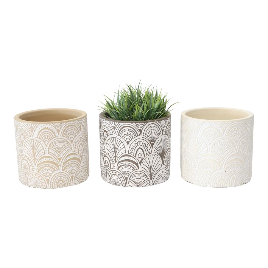 Fan Planter Pots w/ Hole & Plug Set of 3